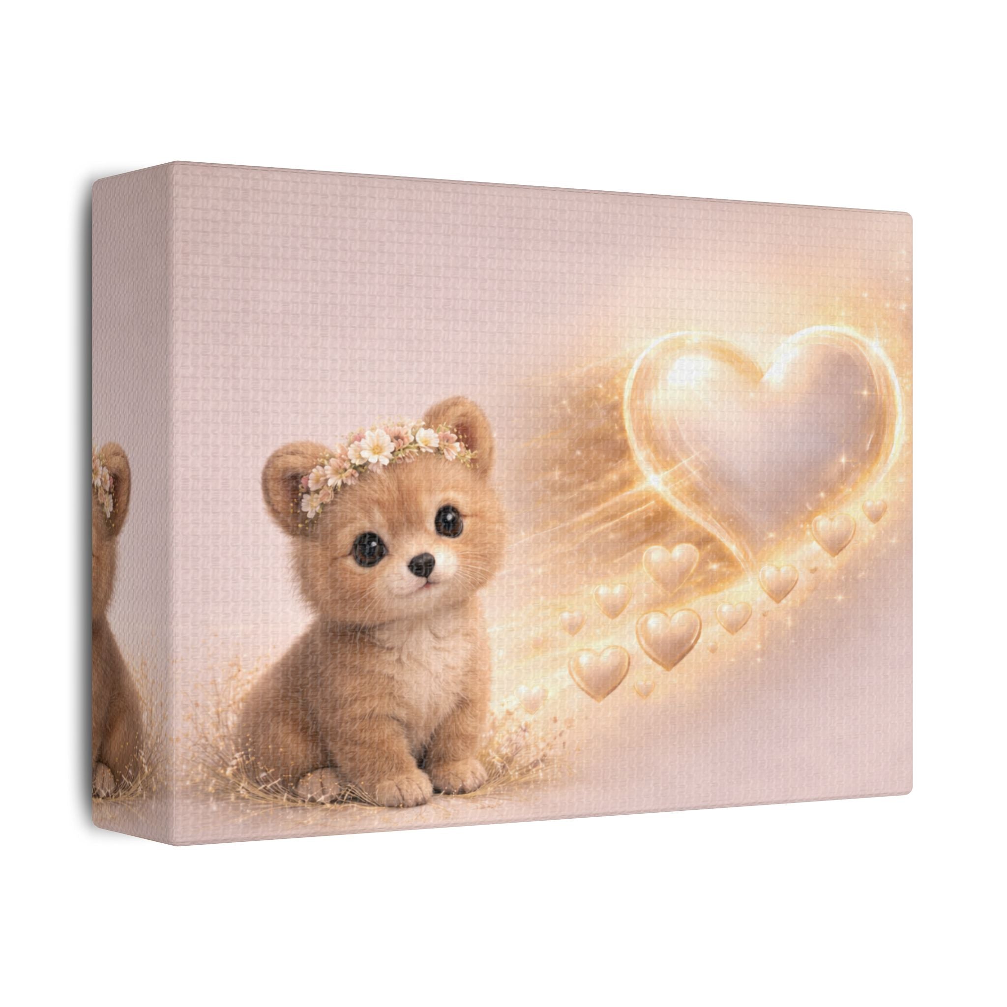 Cute Bear Canvas Wall Art — Woodland Nursery Bear with Heart | Baby Room Decor