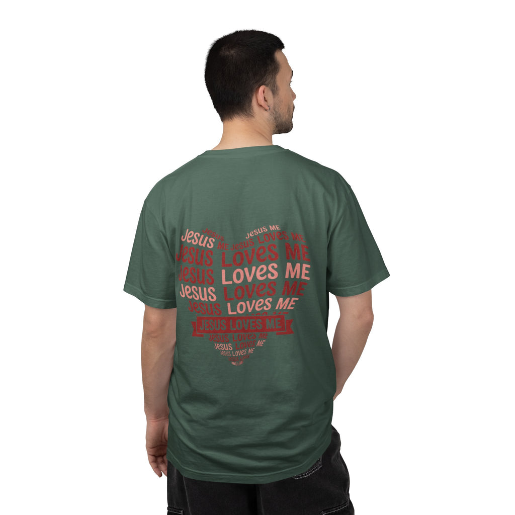 Jesus Loves Me Heart Garment-Dyed T-Shirt – Christian Faith Tee | Vintage Style Inspirational Shirt
