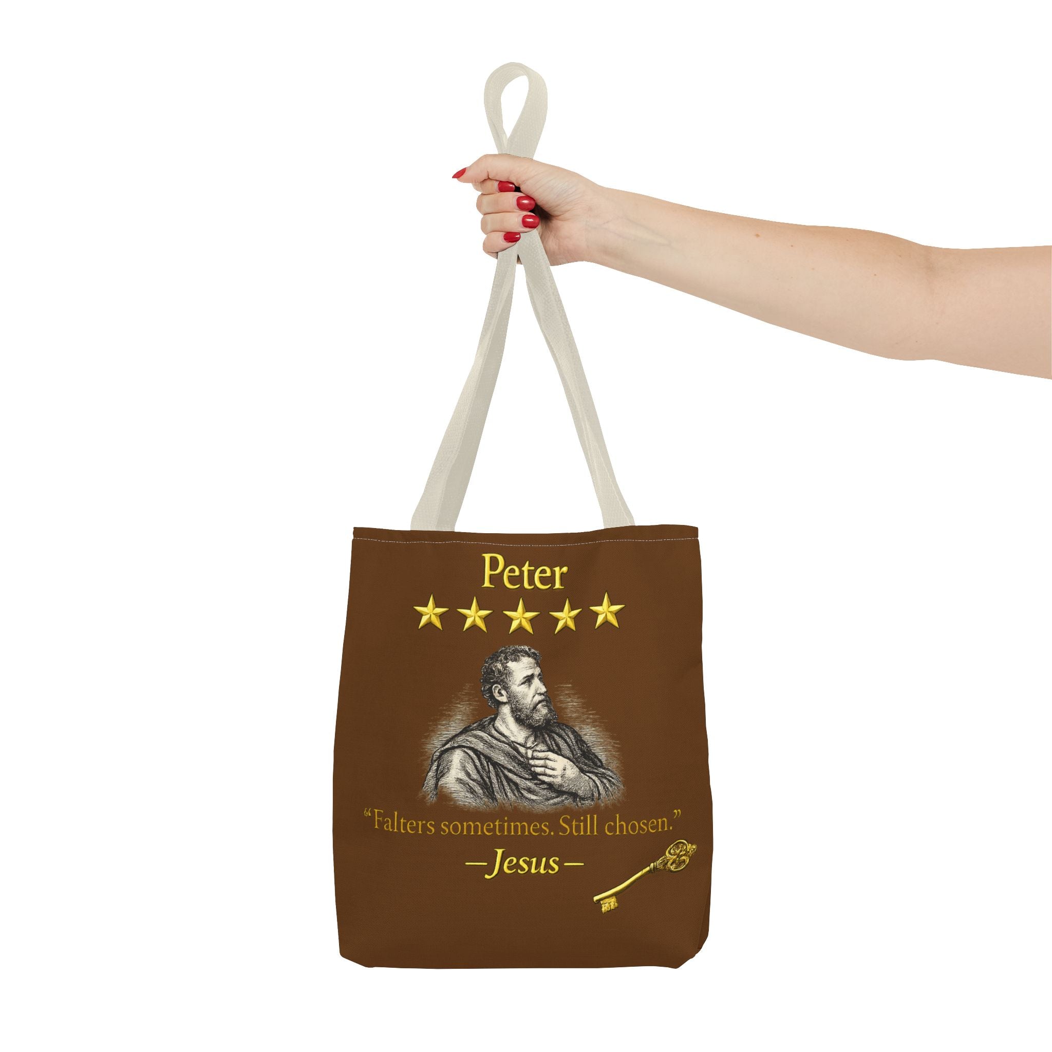 Peter – Tote Bag | “Falters Sometimes. Still Chosen.” Faith Graphic – Five-Star Faith Series
