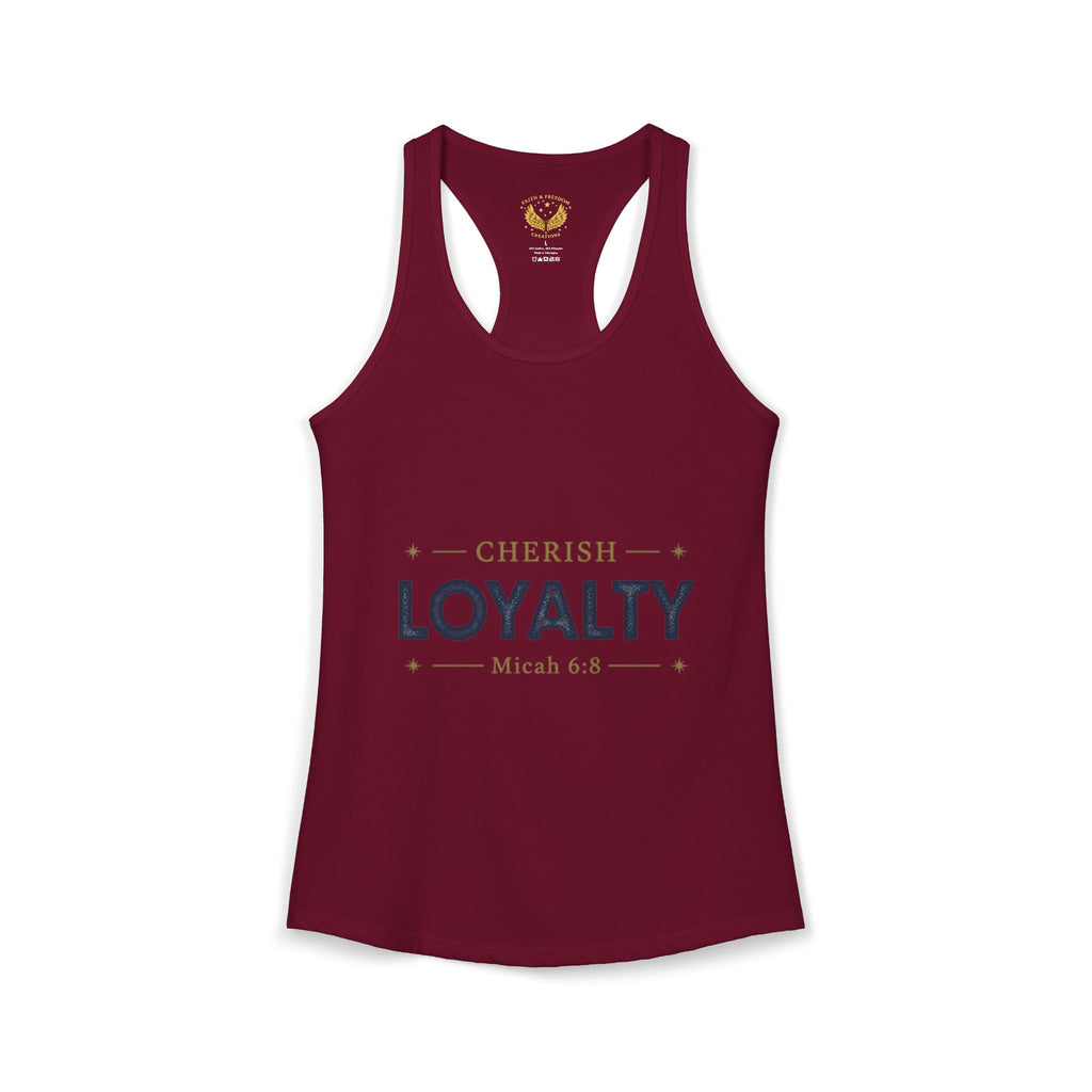 Cherish Loyalty – Women’s Racerback Tank | Inspirational Faith Graphic