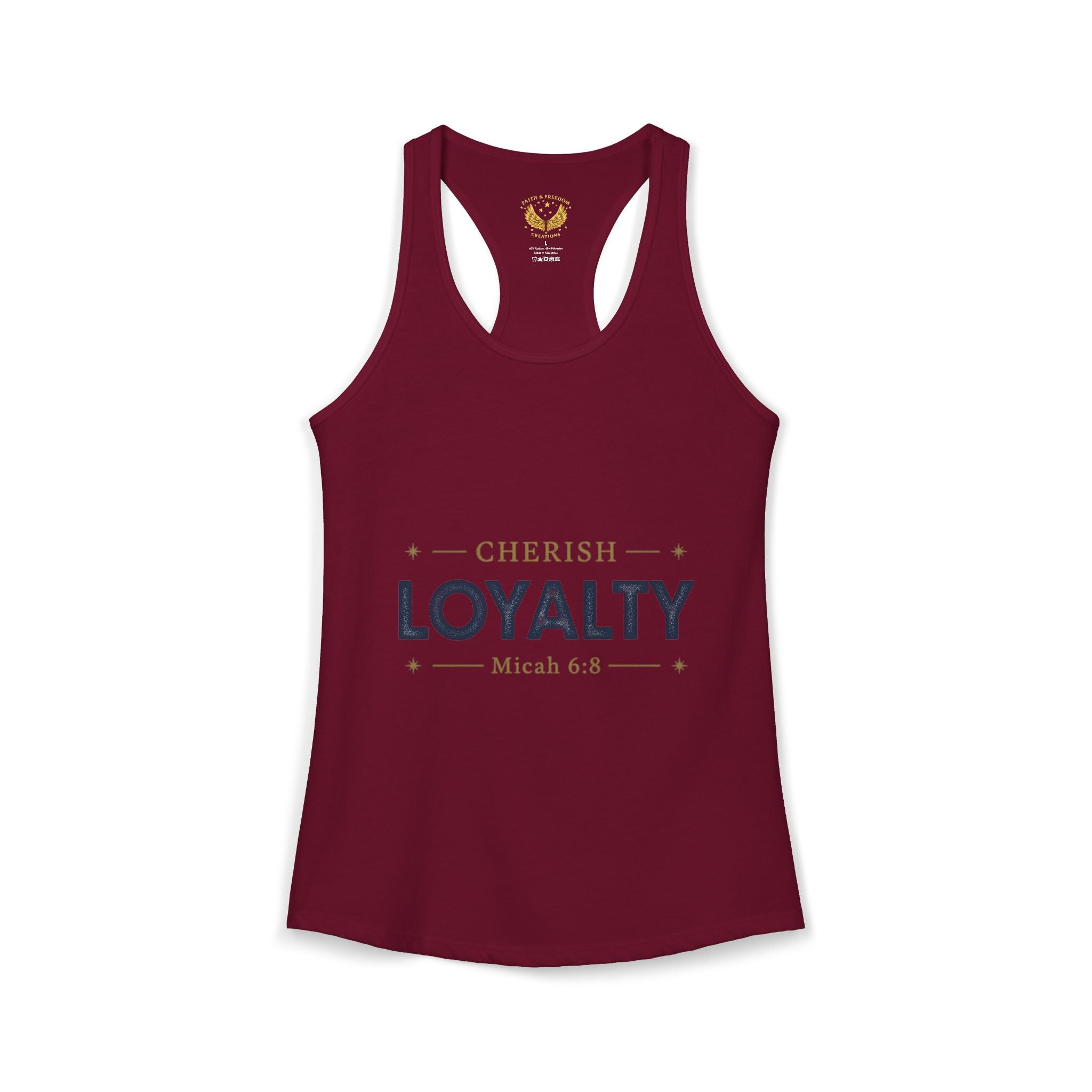 Cherish Loyalty – Women’s Racerback Tank | Inspirational Faith Graphic