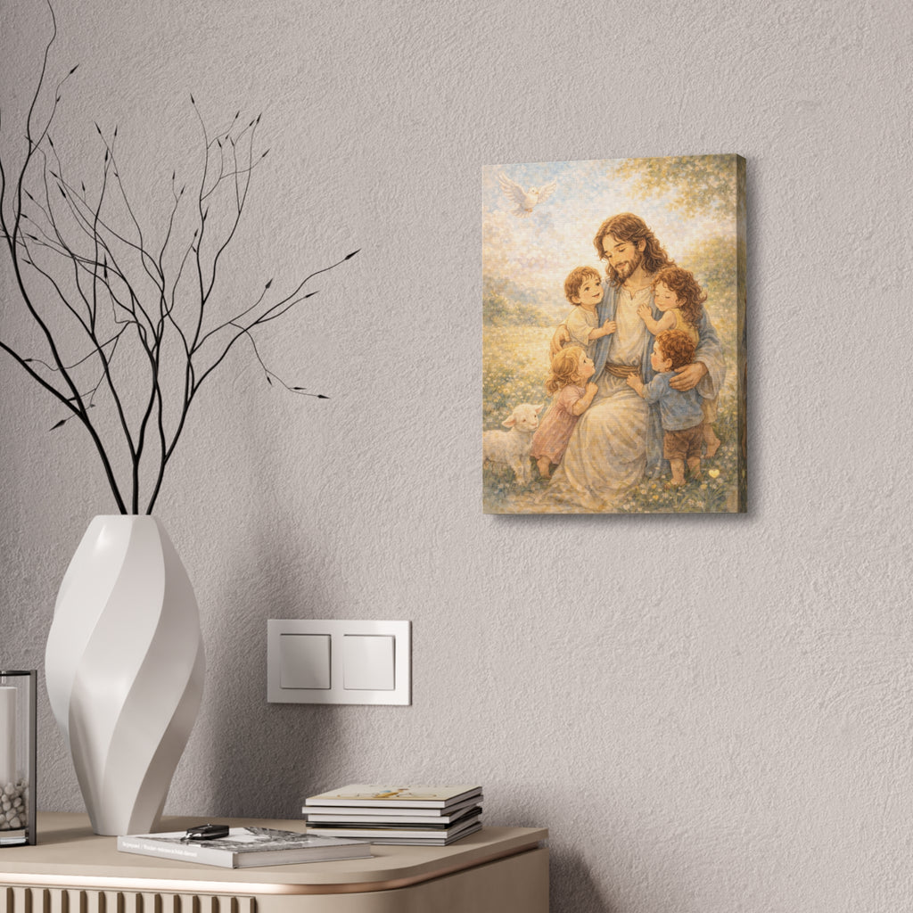 Held in 'His' Care Canvas — Jesus with Children (Matthew 19:14)