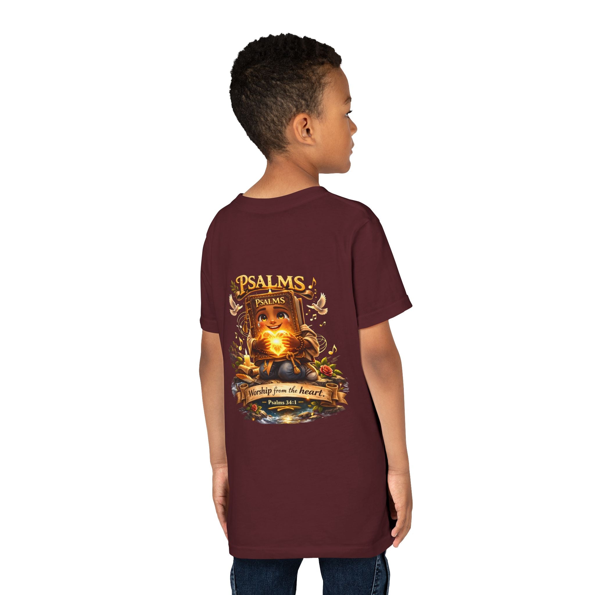 Praise Him Psalms 34:1 Youth T-Shirt | Christian Kids Faith Tee | Inspirational Youth Apparel