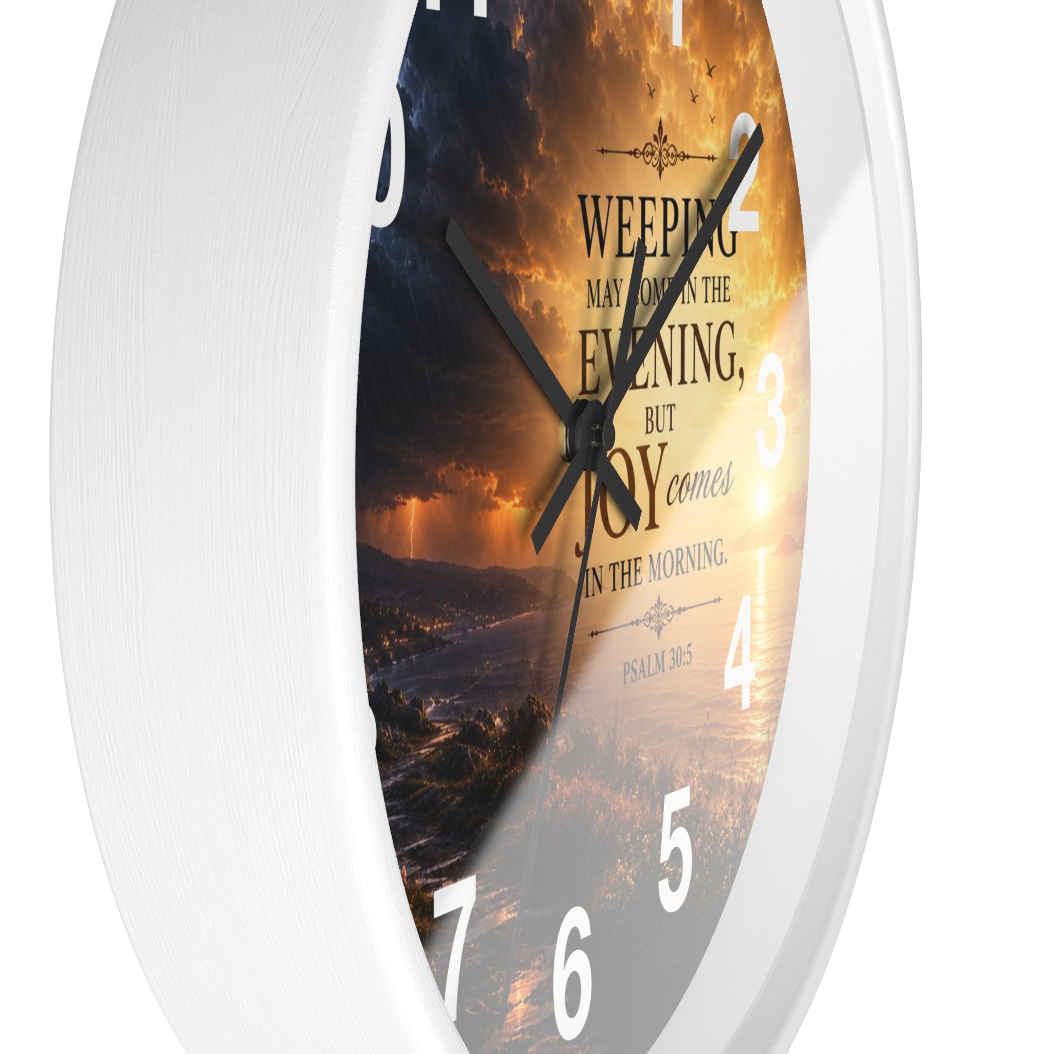 Psalm 30:5 Wall Clock | Joy Comes in the Morning Christian Clock | Inspirational Faith Decor