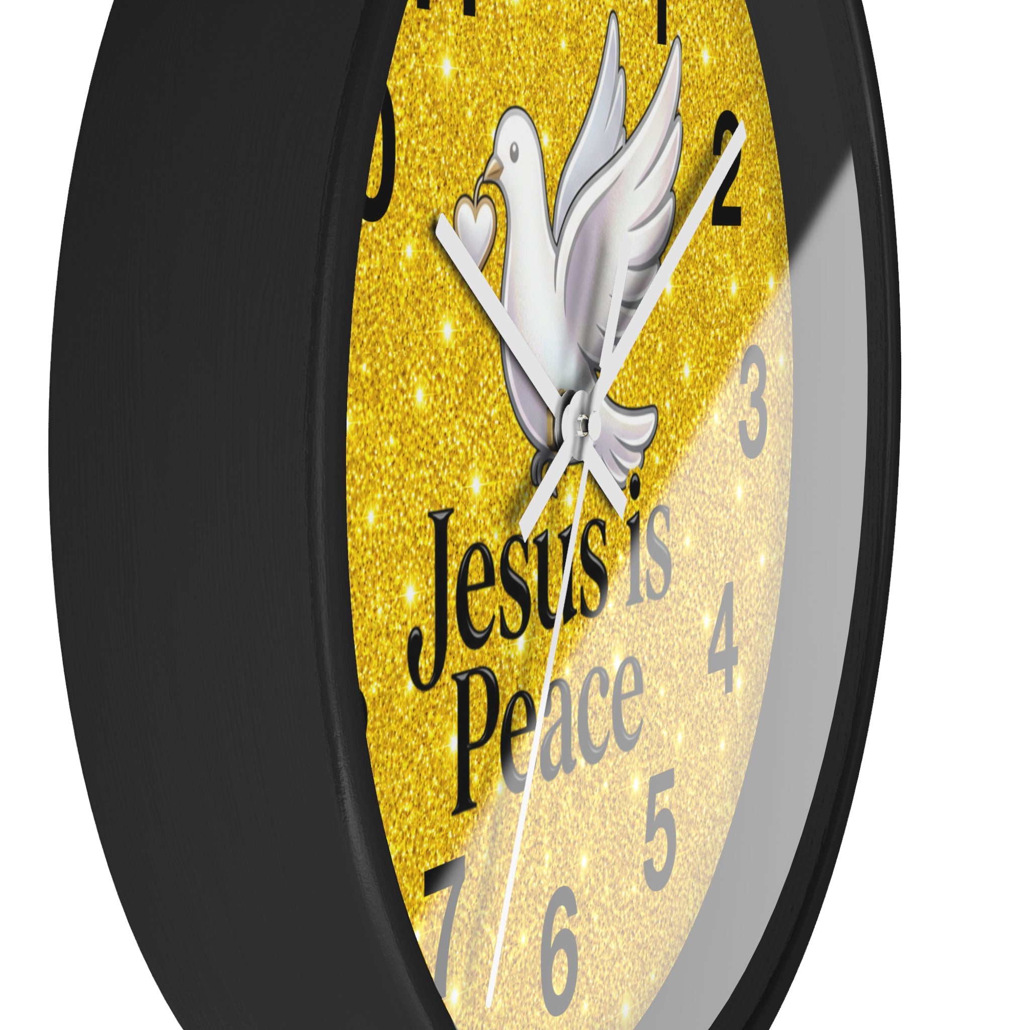 Jesus Is Peace Wall Clock | White Dove Christian Wall Decor | Silent Faith Clock