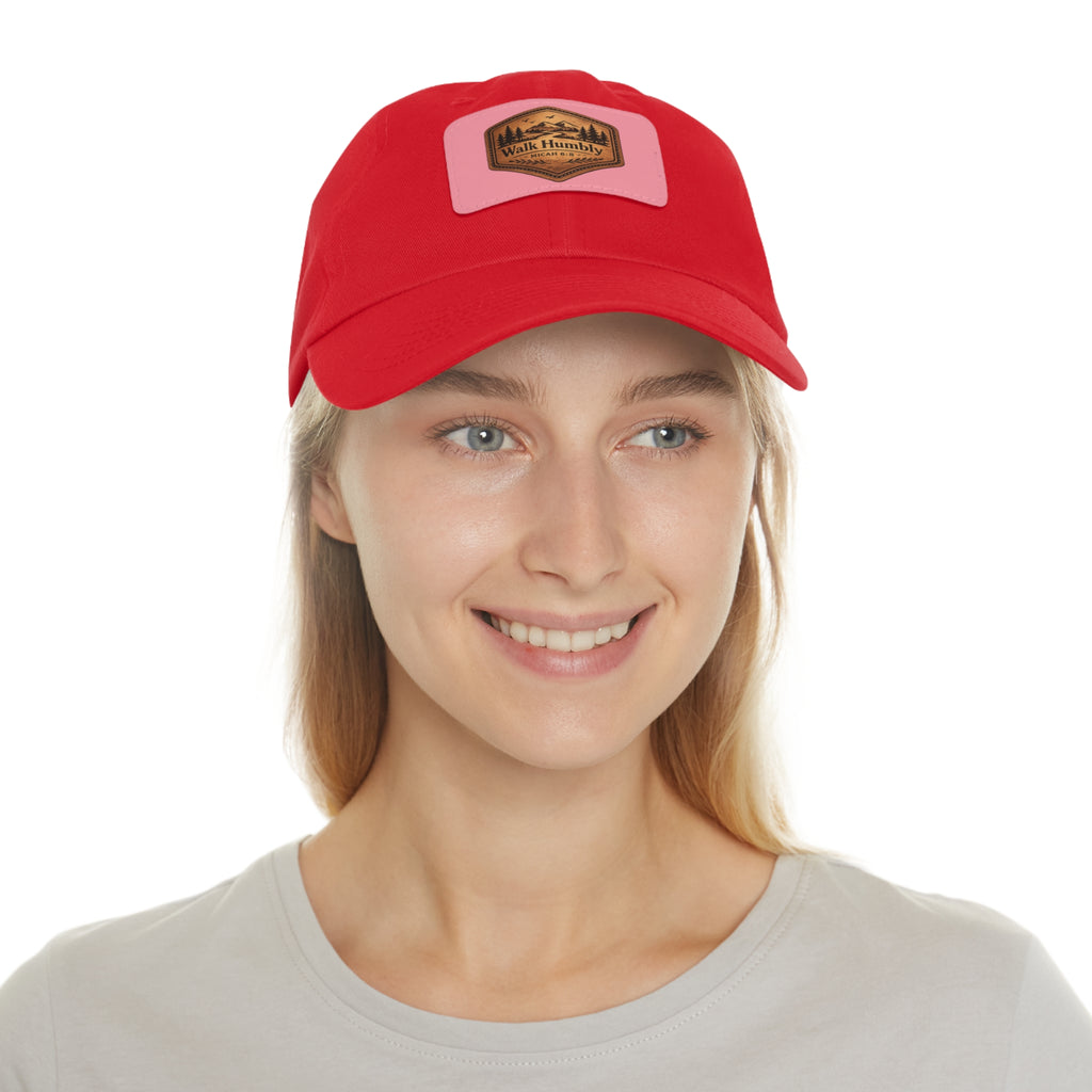 Walk Humbly Leather Patch Dad Hat | Micah 6:8 Christian Outdoor Cap | Faith Freedom Creations