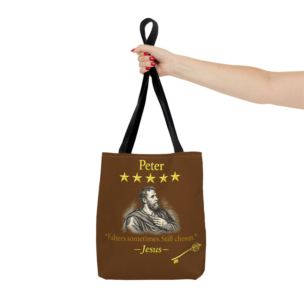 Peter – Tote Bag | “Falters Sometimes. Still Chosen.” Faith Graphic – Five-Star Faith Series