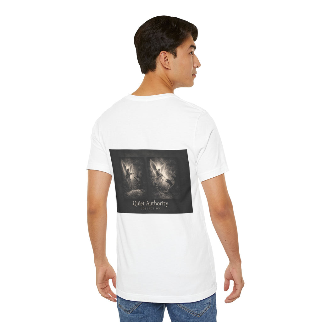 Michael Defeats Satan T-Shirt – Archangel Michael Christian Graphic Tee | Faith Spiritual Apparel