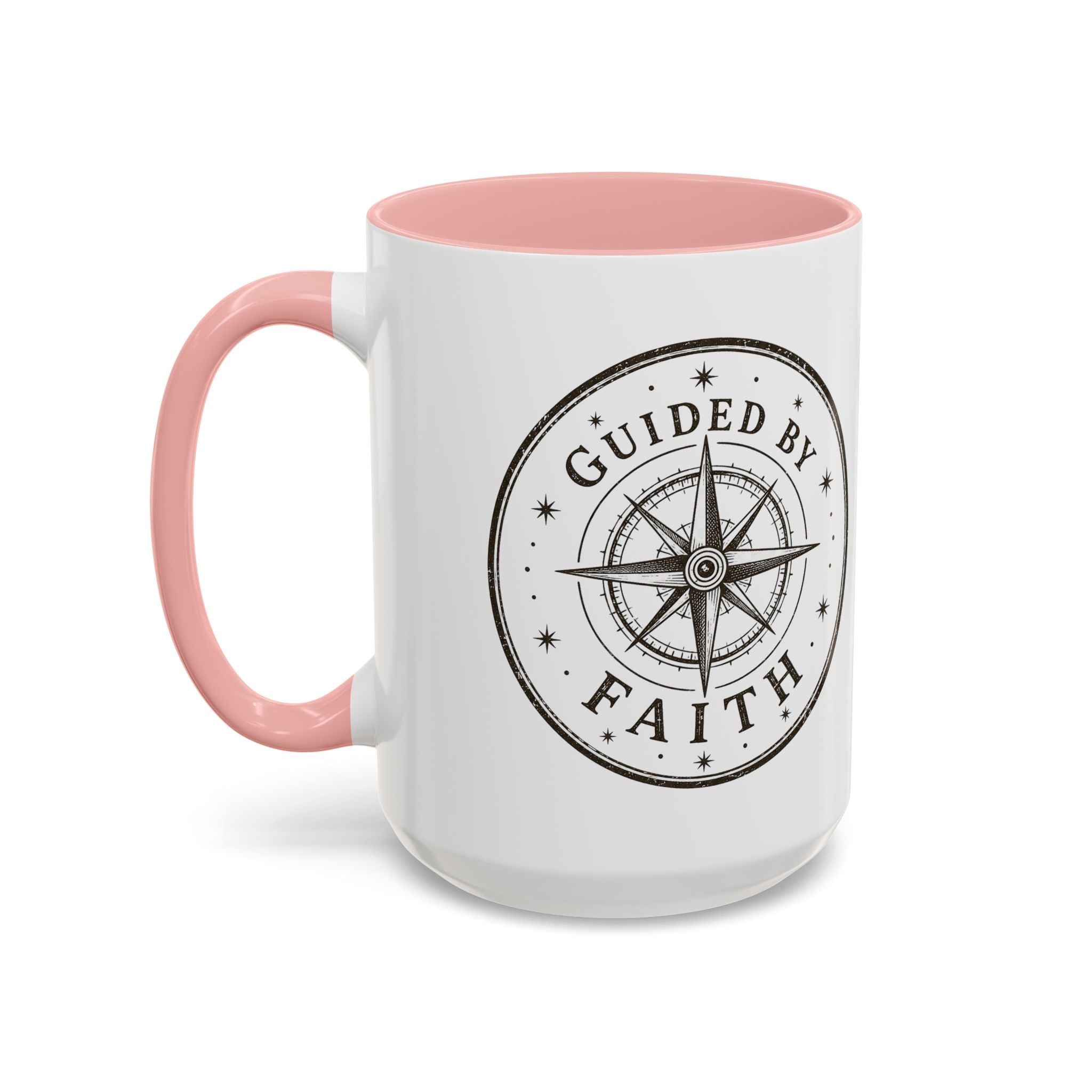 Guided by Faith Compass Coffee Mug | Inspirational Christian Accent Mug | Faith Freedom Creations