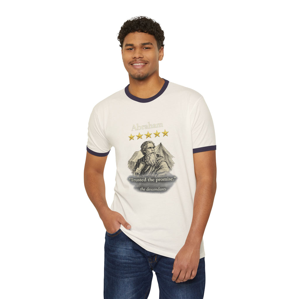 Abraham – Ringer Tee | “I Trusted the Promise” Vintage Graphic – Five-Star Faith Series
