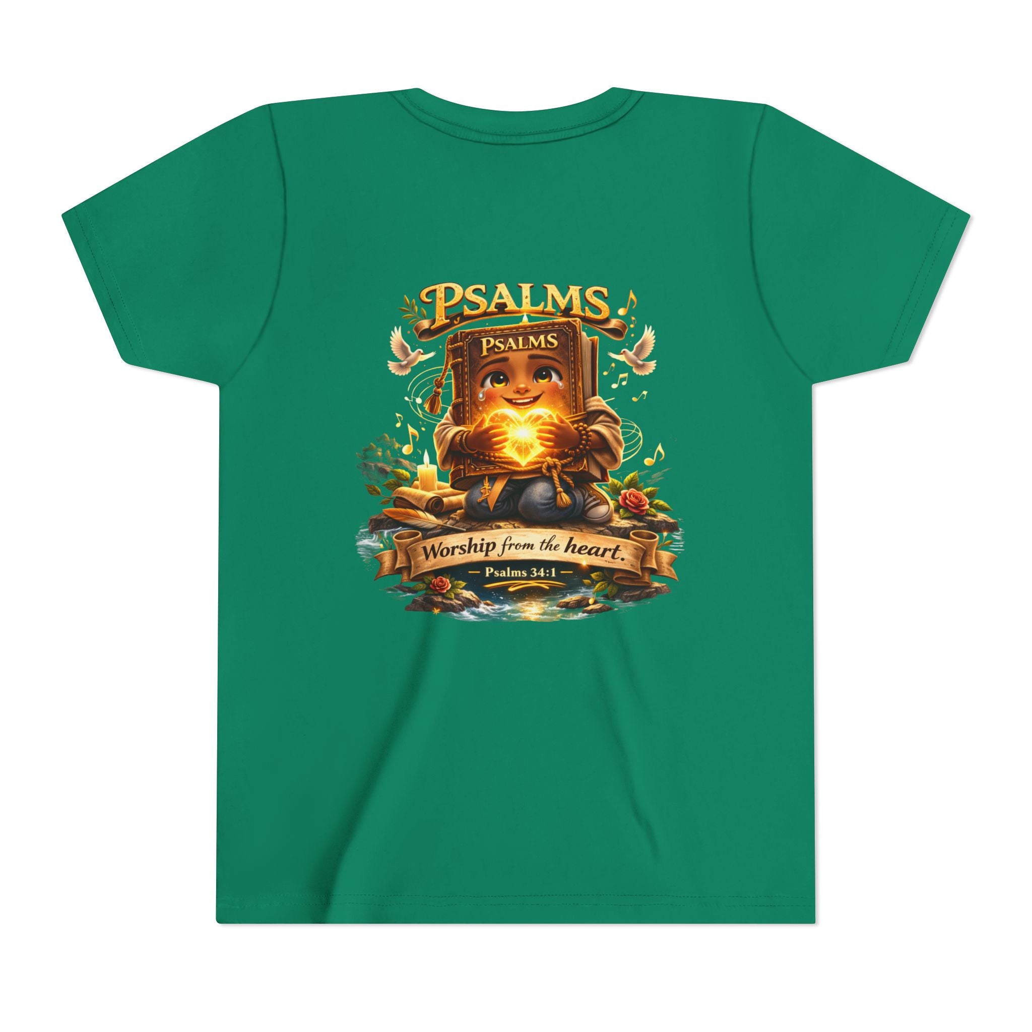Praise Him Psalms 34:1 Youth T-Shirt | Christian Kids Faith Tee | Inspirational Youth Apparel