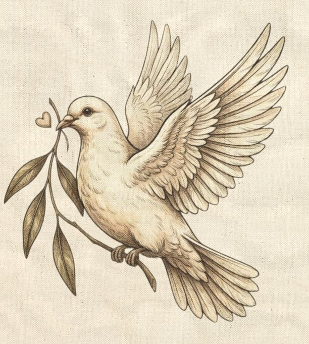 Dove with Olive Branch Tote Bag | Peace & Hope Canvas Tote | Inspirational Christian Tote