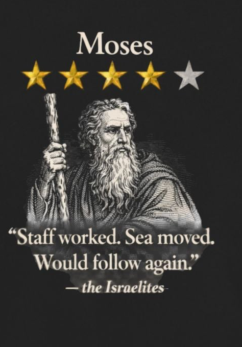 Moses Five-Star Faith Series – Raglan Sweatshirt | “Staff Worked. Sea Moved.” Faith Graphic