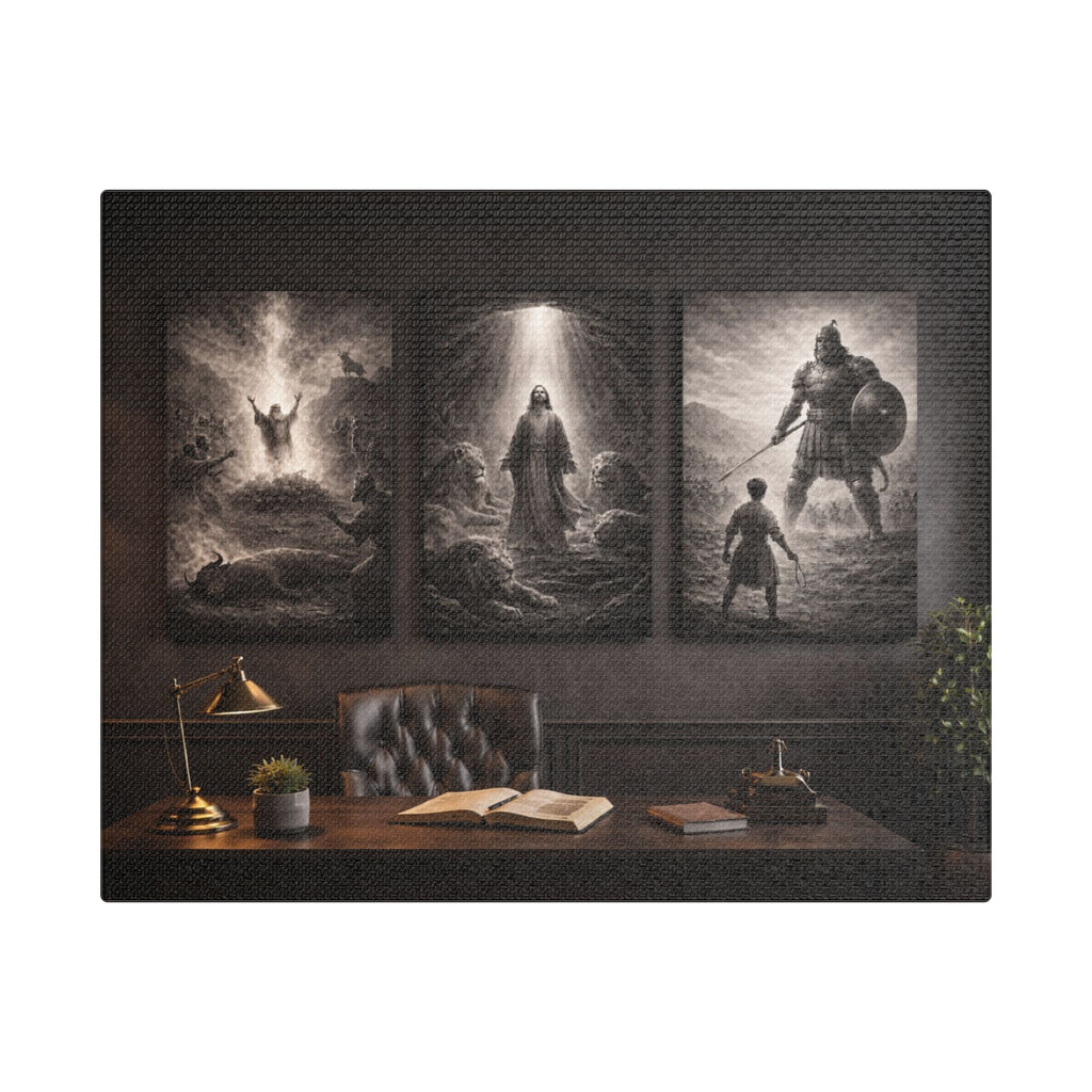 Elijah, Daniel & David Triptych Canvas – Biblical Heroes Christian Wall Art | Religious Scripture Canvas