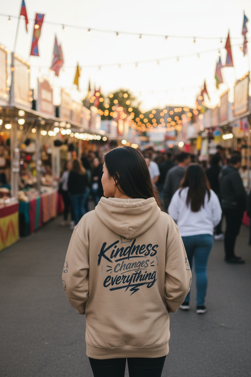 Kindness Changes Everything Hoodie – Heart Hands Graphic Inspirational Pullover