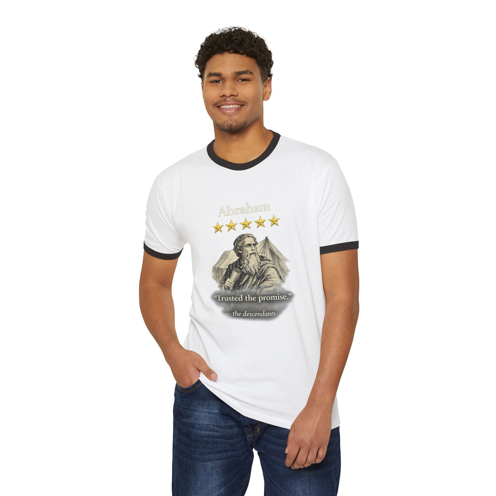 Abraham – Ringer Tee | “I Trusted the Promise” Vintage Graphic – Five-Star Faith Series