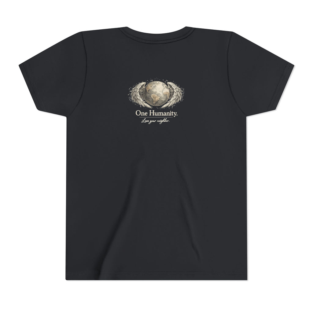 Youth “Quiet Kindness Changes Everything” Tee – Kids Inspirational T-Shirt with Earth & Friends Graphic