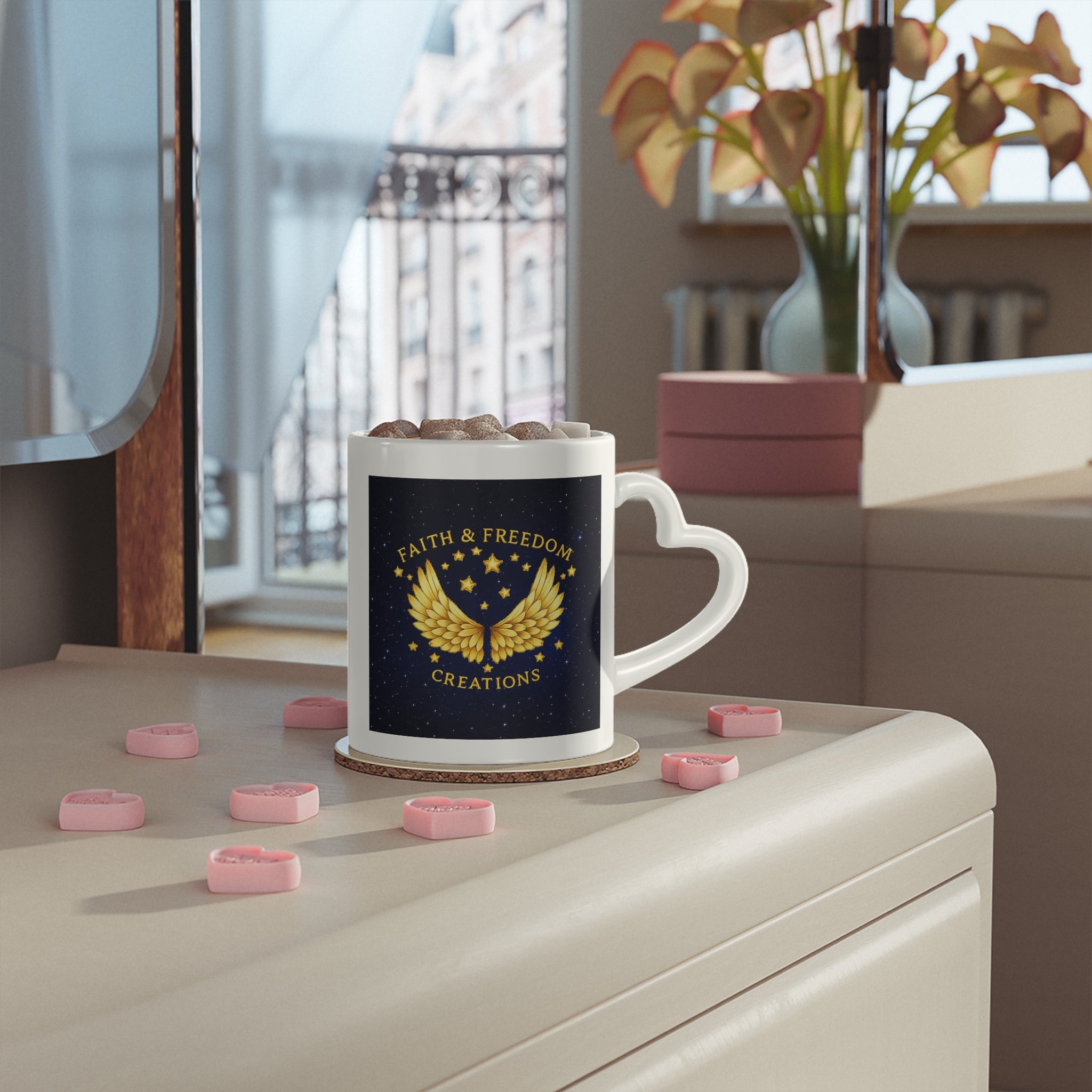 Heart-Shaped Mug — Faith & Freedom Creations Logo