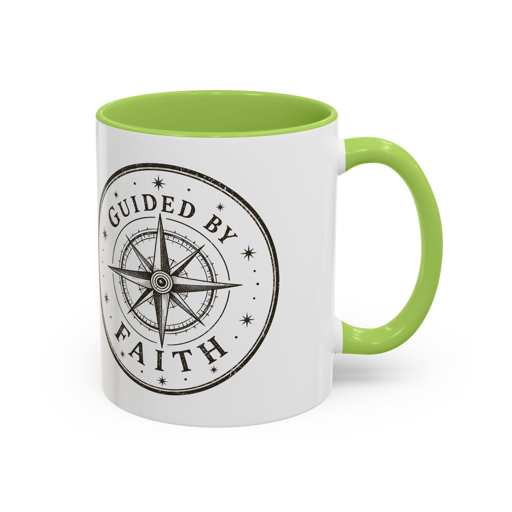Guided by Faith Compass Coffee Mug | Inspirational Christian Accent Mug | Faith Freedom Creations