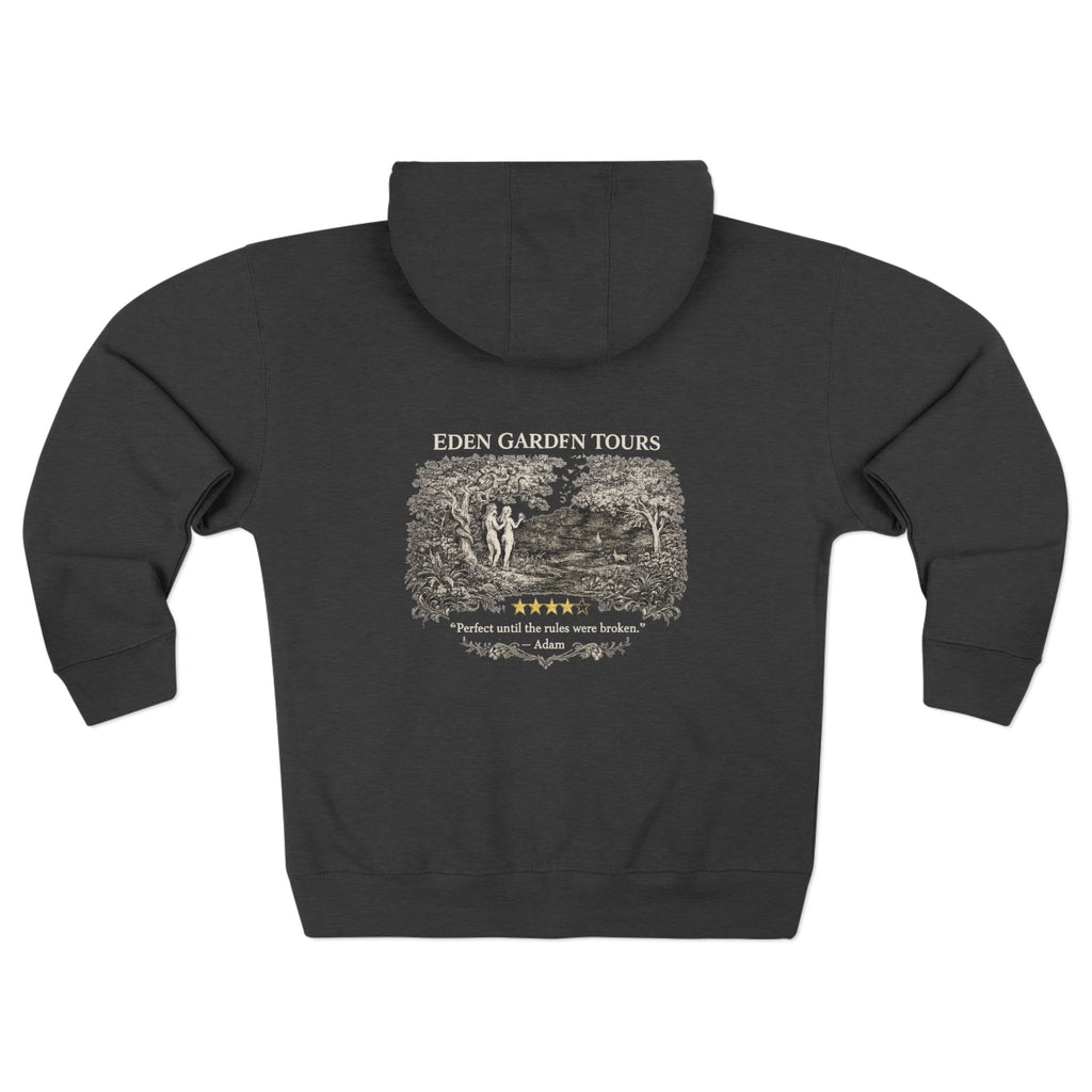Eden Garden Tours – Zip Hoodie | Vintage Botanical Travel Graphic – Five-Star Faith Series