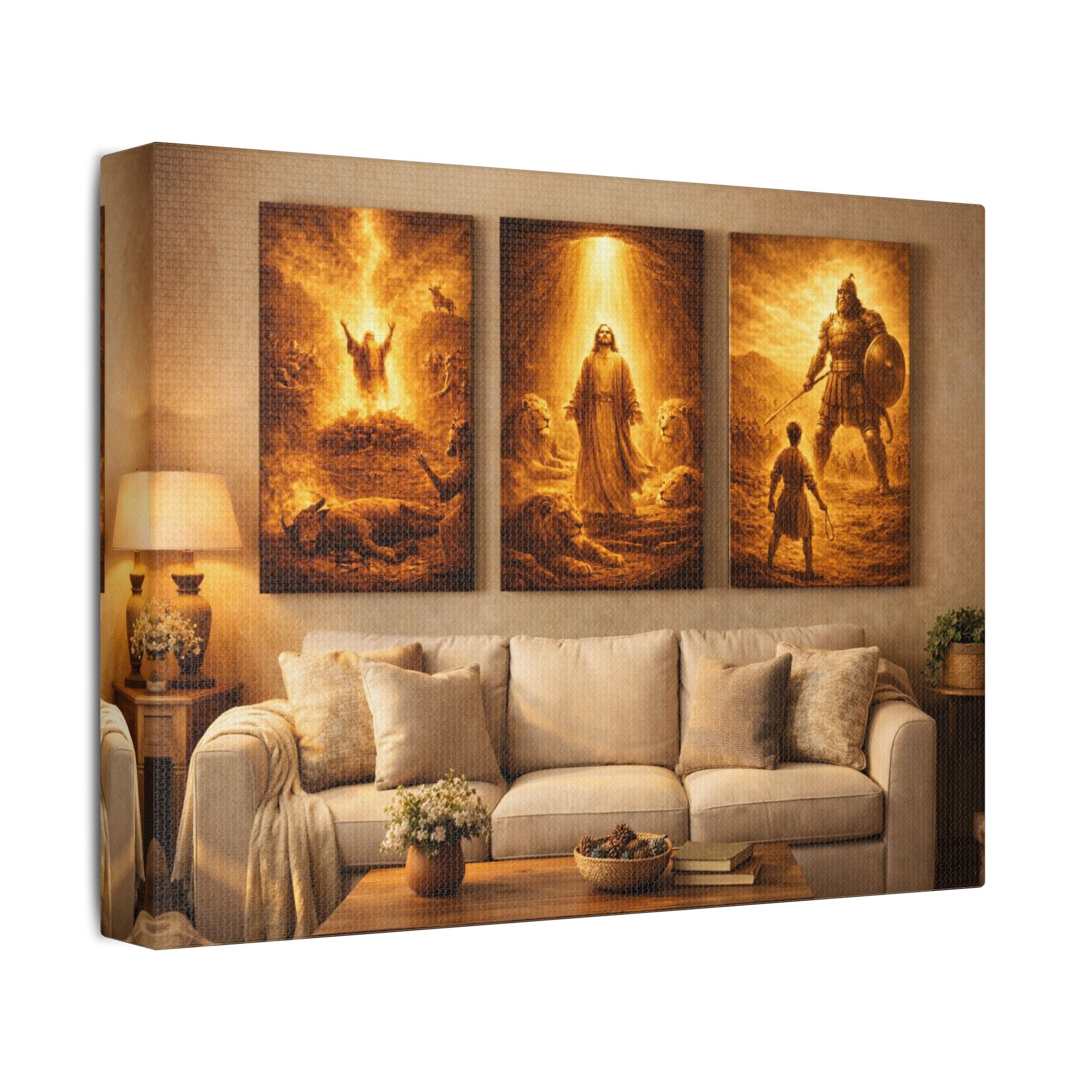 Religious Triptych Canvas — Biblical Scenes Wall Art