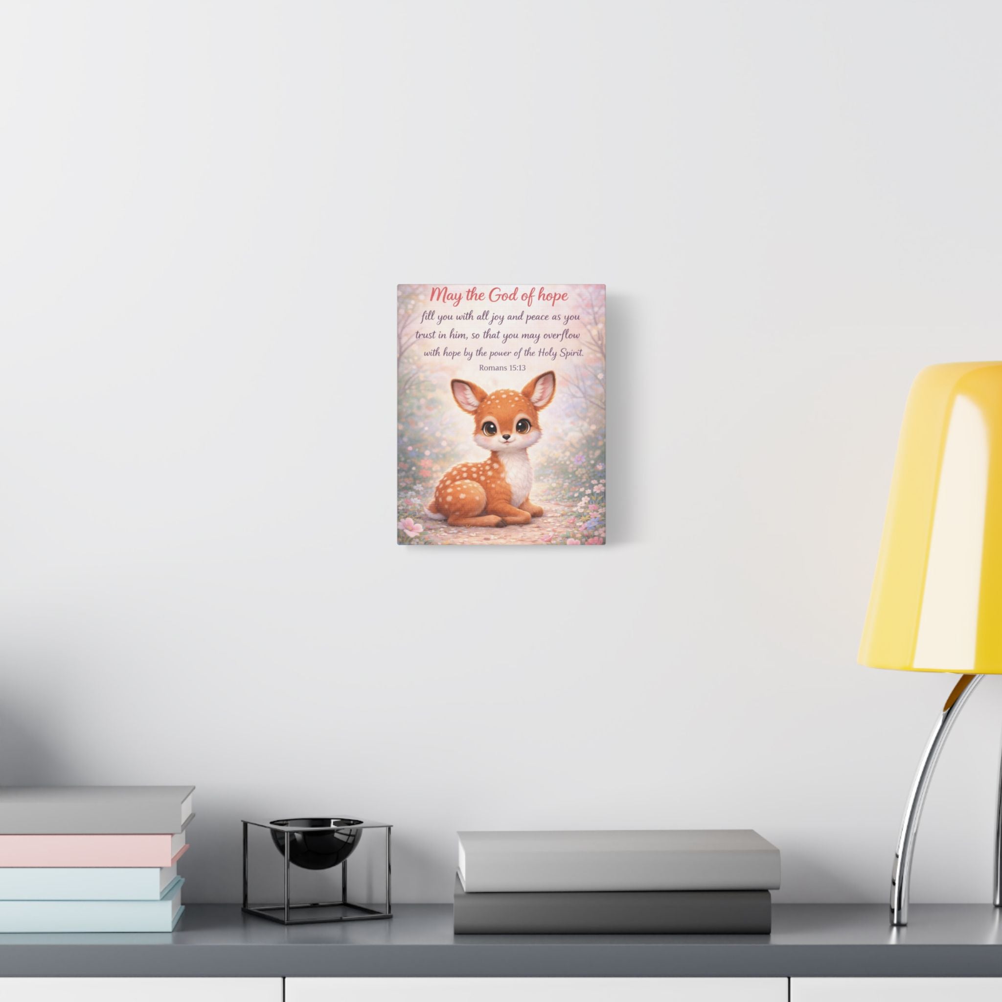 Scripture Woodland Animals – Fawn – Romans 15:13 Canvas Print