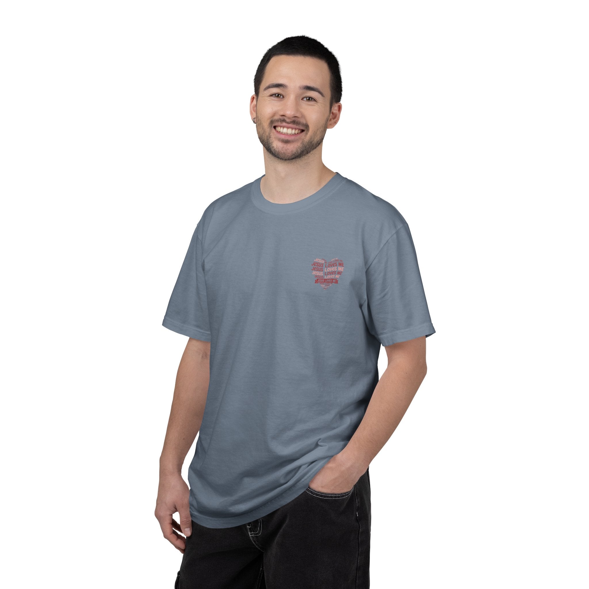 Jesus Loves Me Heart Garment-Dyed T-Shirt – Christian Faith Tee | Vintage Style Inspirational Shirt