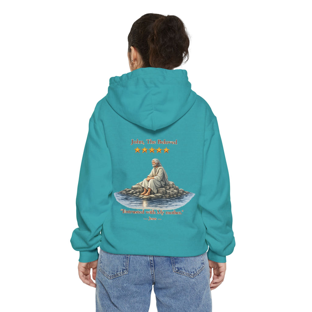 "John The Beloved Review, by Jesus"Hoodie — Illustrated Religious Graphic Pullover-⭐ Five-Star Faith Series⭐