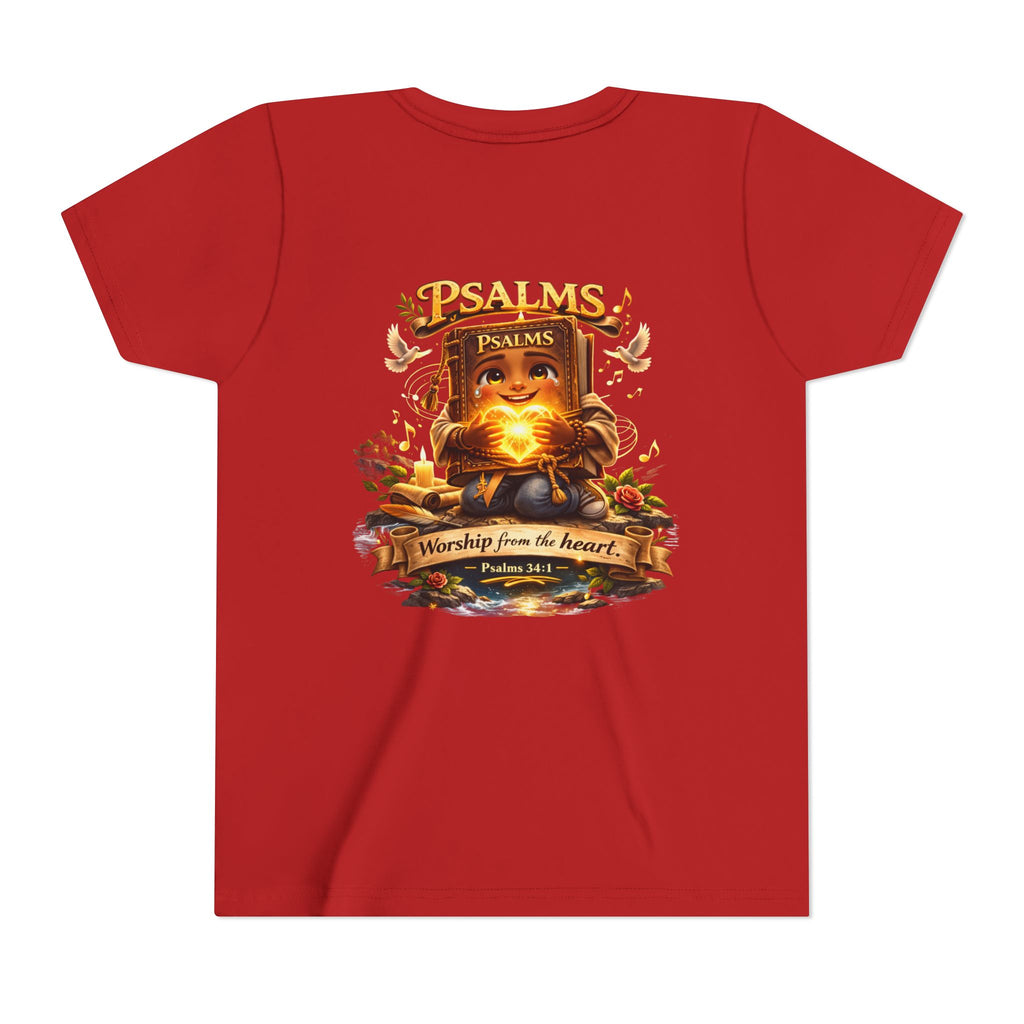 Praise Him Psalms 34:1 Youth T-Shirt | Christian Kids Faith Tee | Inspirational Youth Apparel