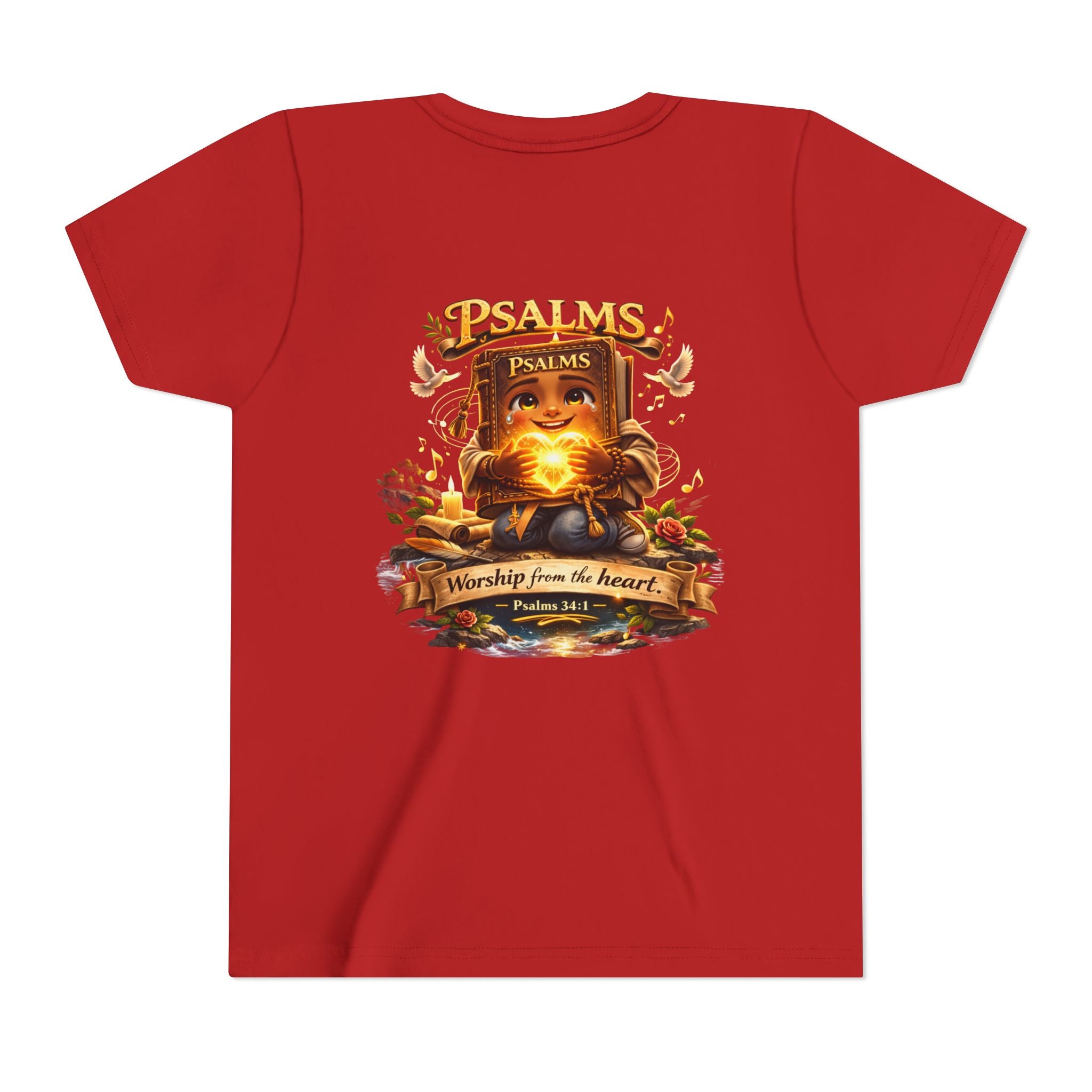 Praise Him Psalms 34:1 Youth T-Shirt | Christian Kids Faith Tee | Inspirational Youth Apparel