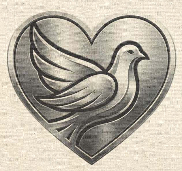 Silver Dove Heart Tote Bag | Peace & Love Canvas Tote | Inspirational Christian Tote