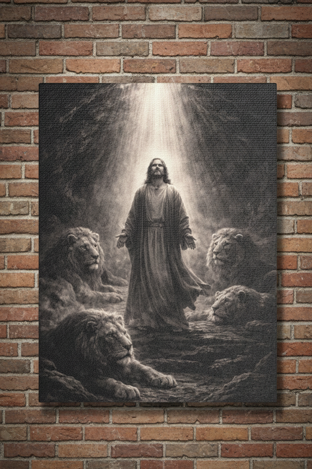 Daniel in the Lions’ Den Canvas — Biblical Wall Art | Christian Scripture Canvas