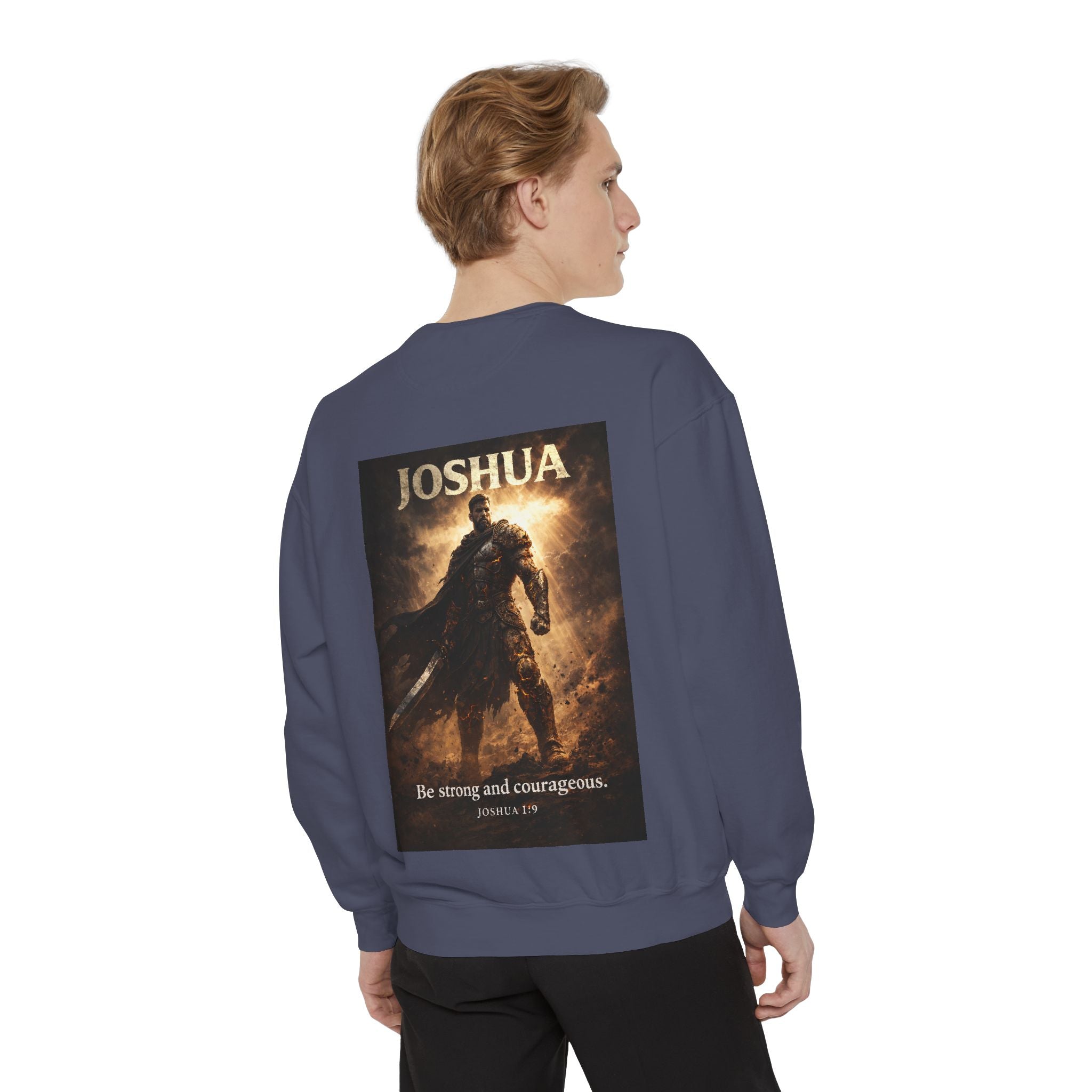 Joshua Courage Sweatshirt | Be Strong and Courageous Christian Crewneck | Inspirational Faith Apparel