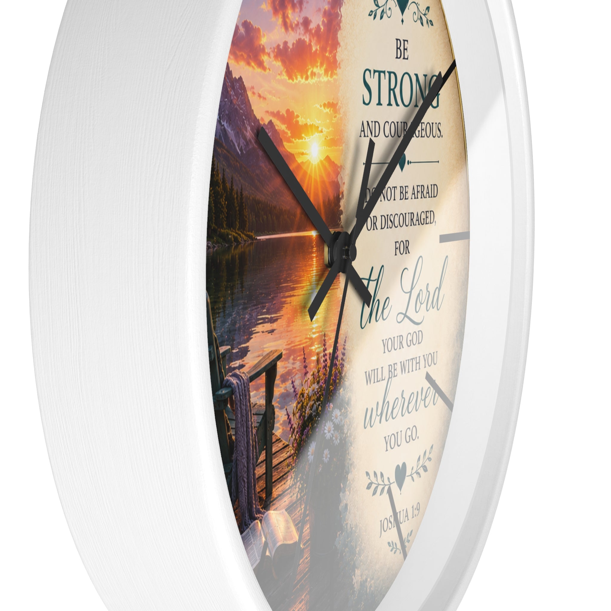 Joshua 1:9 Wall Clock | Be Strong and Courageous Christian Clock | Inspirational Scripture Decor