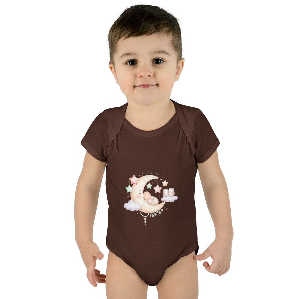 Pastel Moon & Stars Baby Bodysuit – Sleepy Moon Newborn Onesie | Cozy Baby Outfit