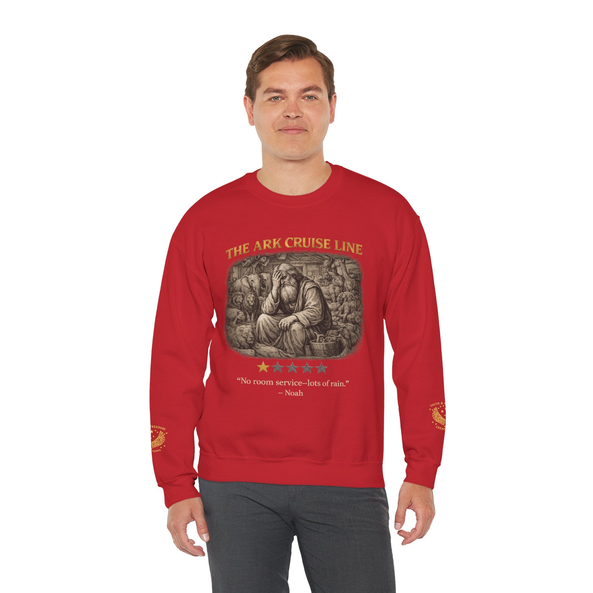 Noah – Crewneck Sweatshirt | “Ark Cruise Liner” Vintage Illustration – Five-Star Faith Series
