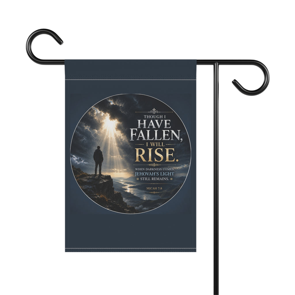 Though I Have Fallen I Will Rise Garden Flag | Inspirational Christian Outdoor Banner | Faith Yard Decor