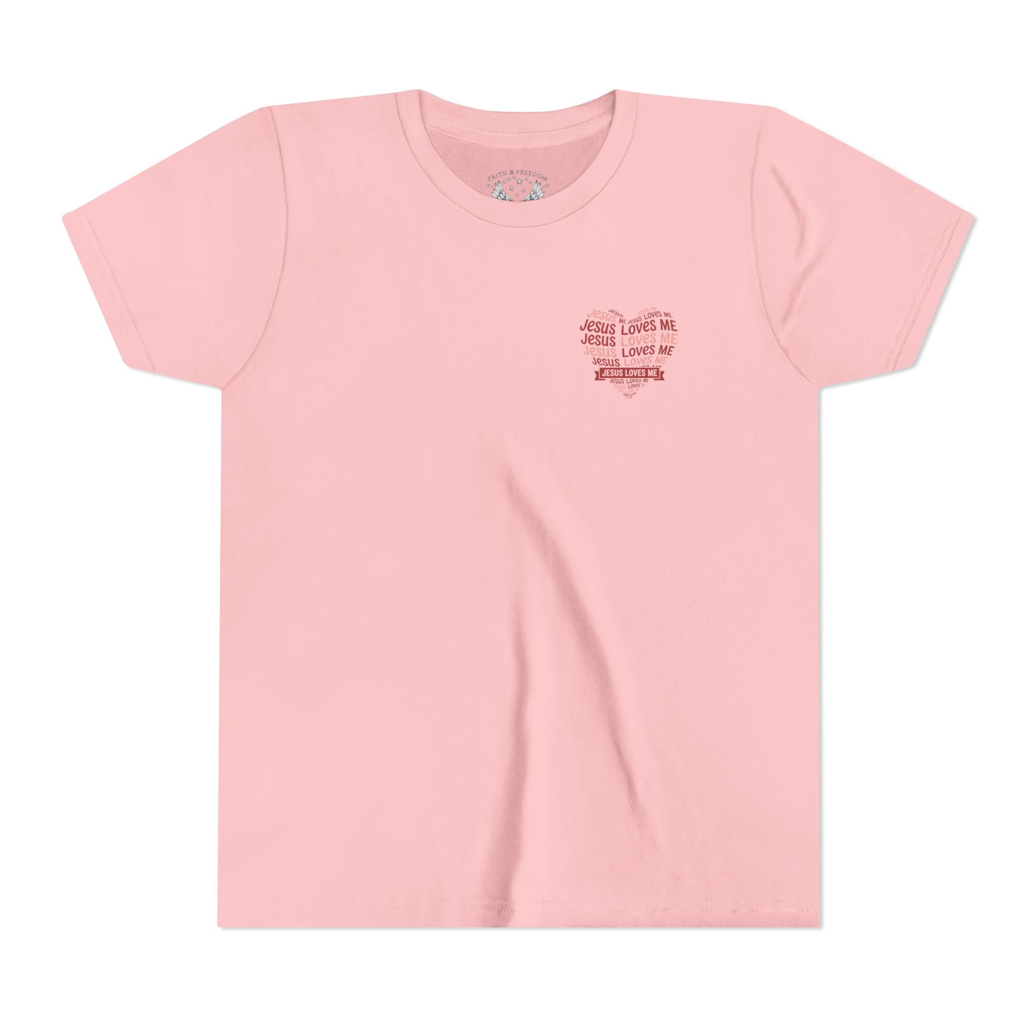 Jesus Loves Me Youth T-Shirt – Heart Word Cloud Christian Kids Tee | Faith Inspired Youth Shirt