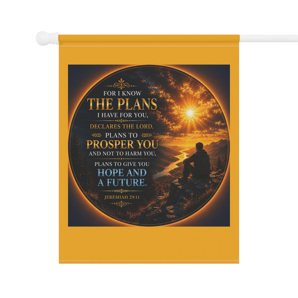 For I Know The Plans Garden Flag | Inspirational Bible Verse Outdoor Banner | Faith Garden Decor