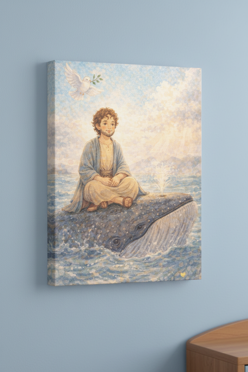 God Gives Second Chances Canvas — Jonah and the Great Fish (Jonah 2:9)