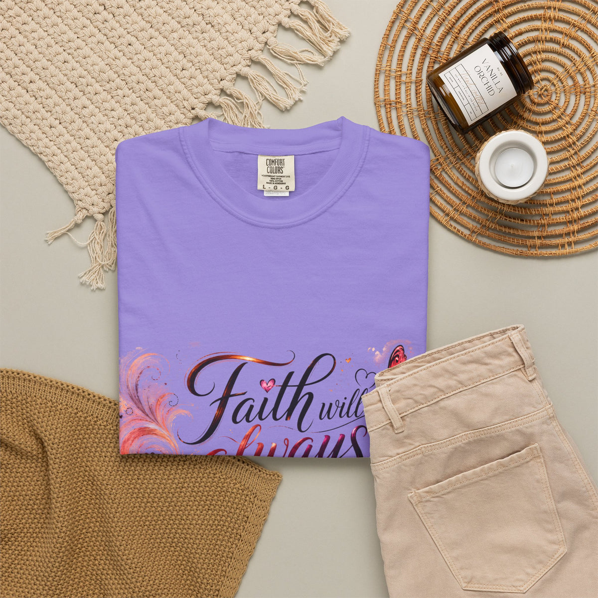 Faith Will Always Carry You T-Shirt | Butterfly Inspirational Comfort Colors® Tee