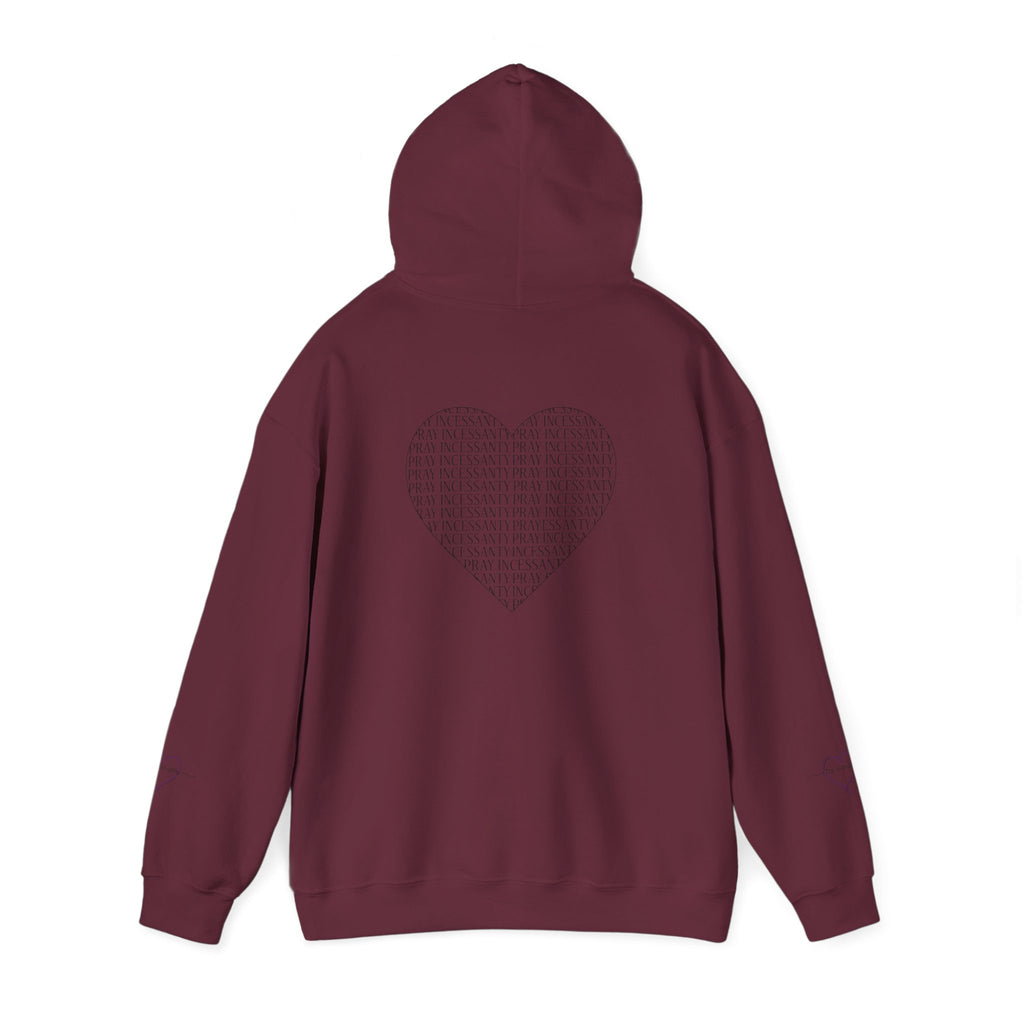 'Pray Incessantly' Heart Script Hoodie — Faith-Inspired Pullover