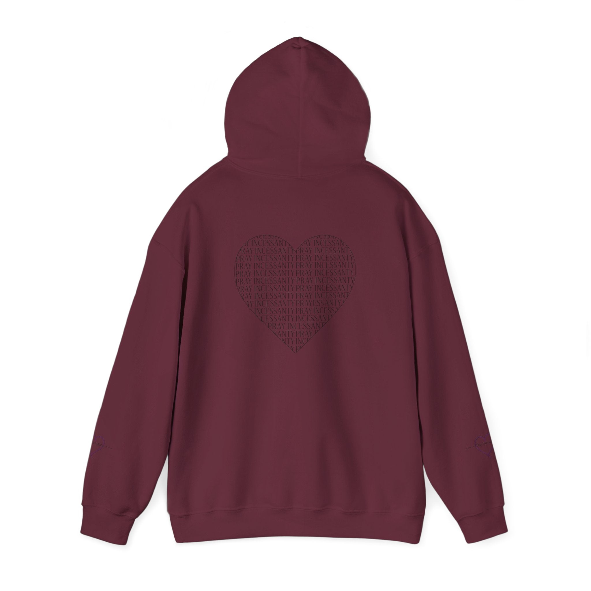 'Pray Incessantly' Heart Script Hoodie — Faith-Inspired Pullover