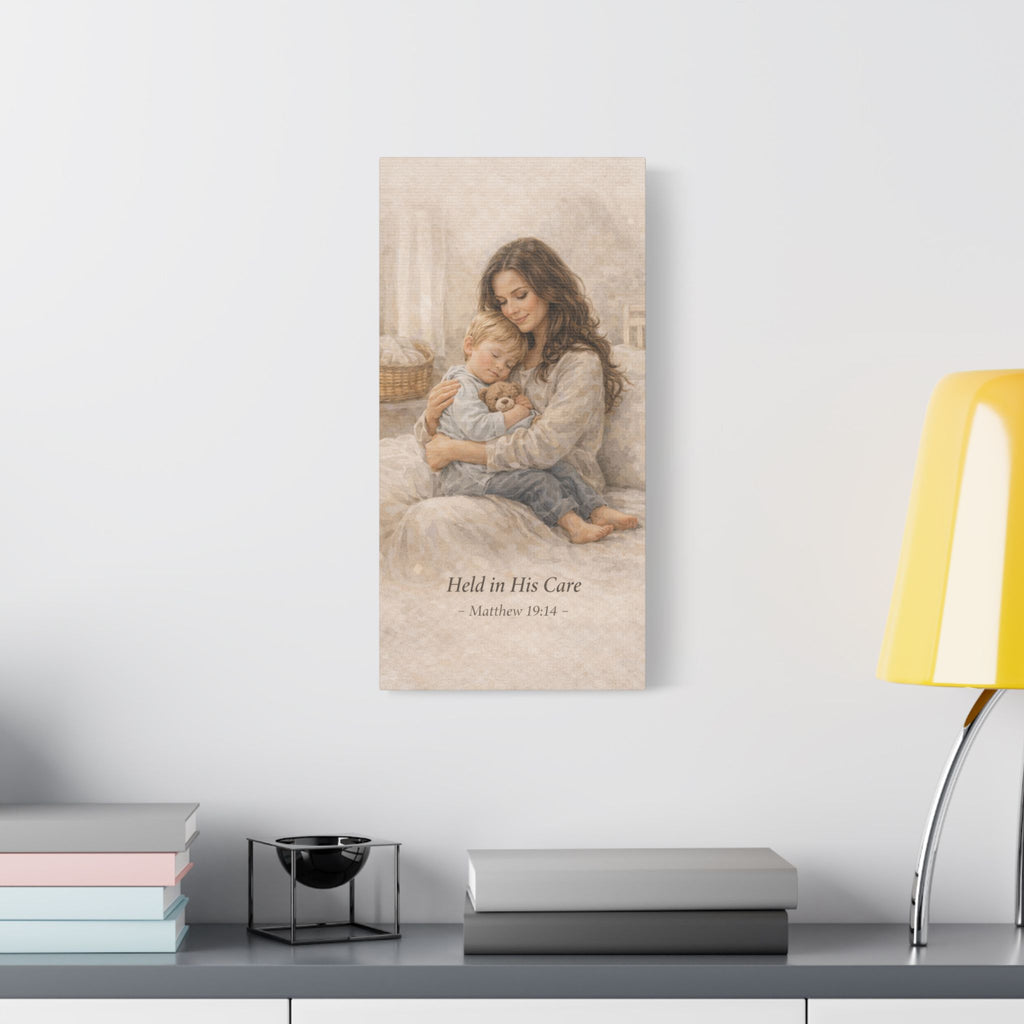 Held in His Care – Canvas Wall Art | Mother & Child Matthew 19:14