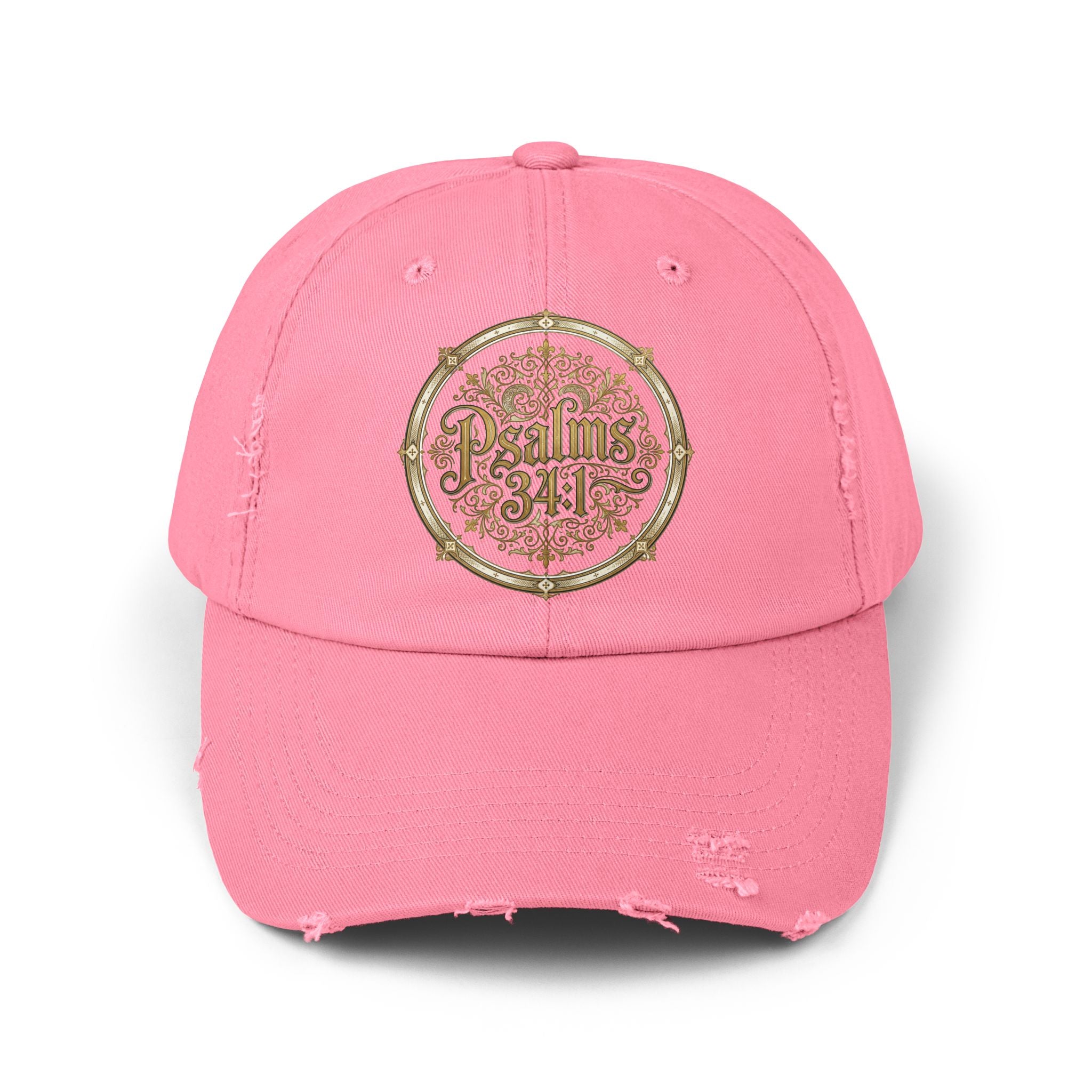 Distressed Black Cap – Psalm 23:1 Vintage Gold Emblem Hat | Faith & Freedom Creations