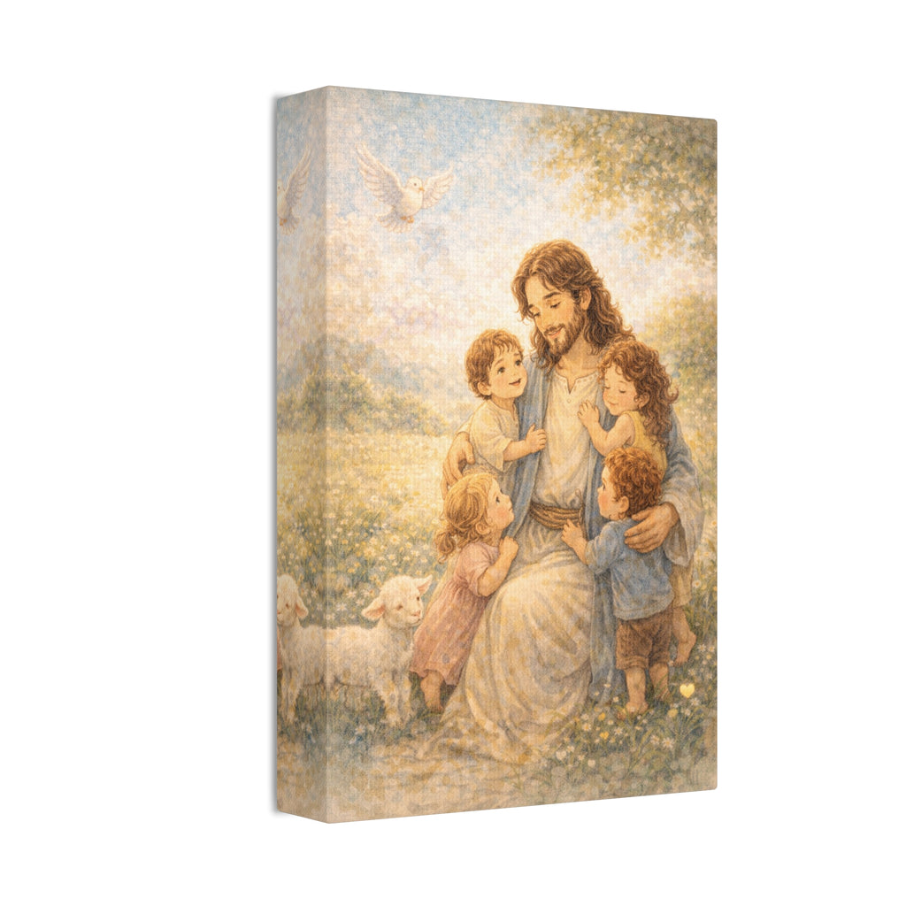 Held in 'His' Care Canvas — Jesus with Children (Matthew 19:14)