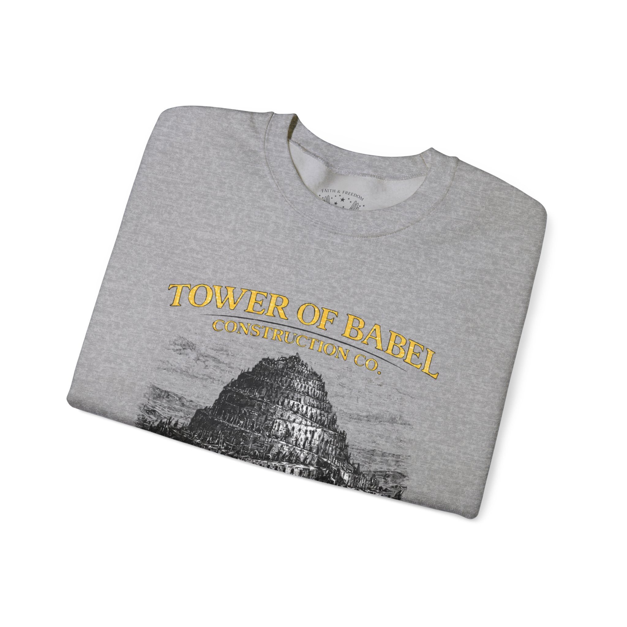Tower of Babel – Crewneck Sweatshirt | “Review” Vintage Graphic – Five-Star Faith Series