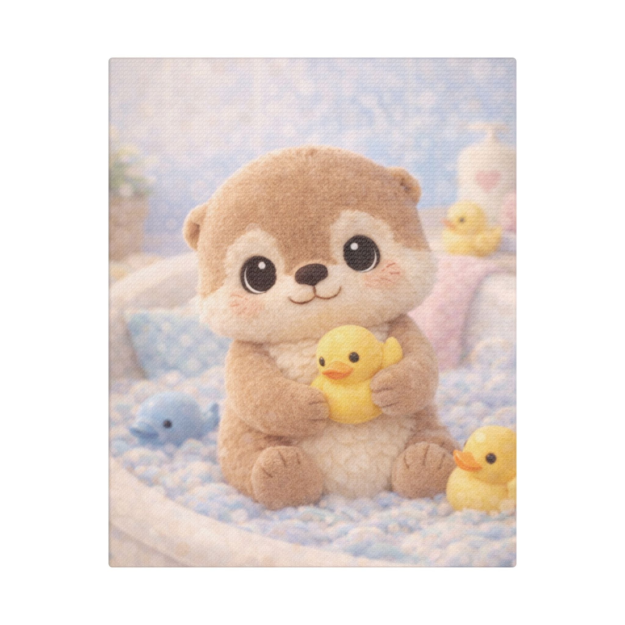 Woodland Otter Canvas — Nursery Woodland Animal Wall Art