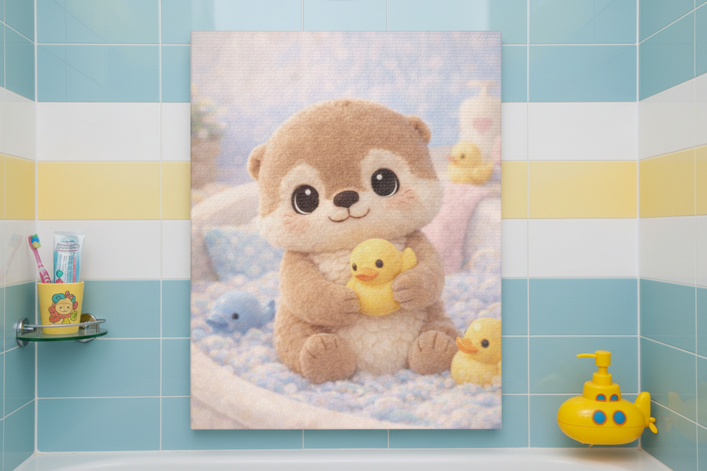 Woodland Otter Canvas — Nursery Woodland Animal Wall Art