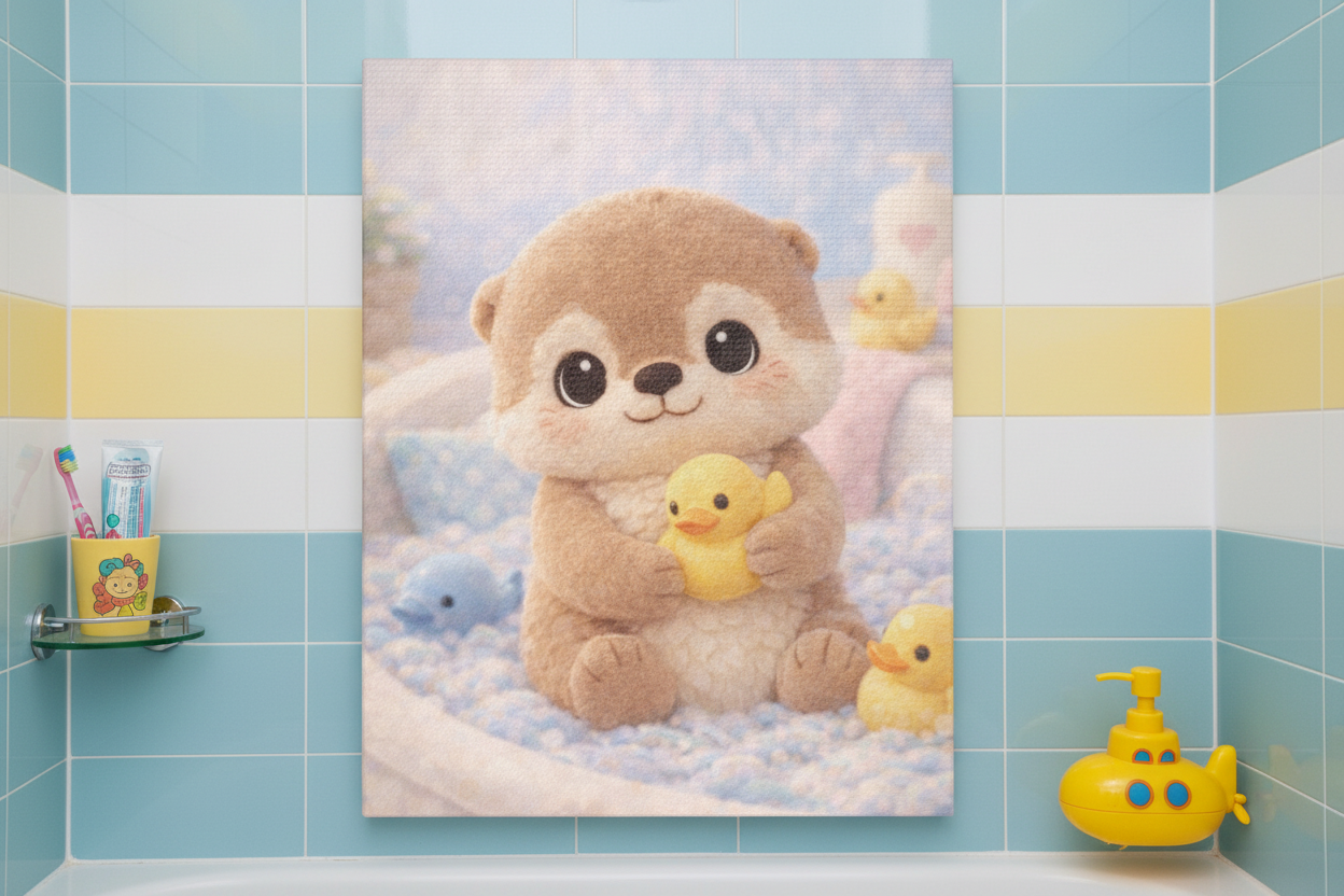 Woodland Otter Canvas — Nursery Woodland Animal Wall Art